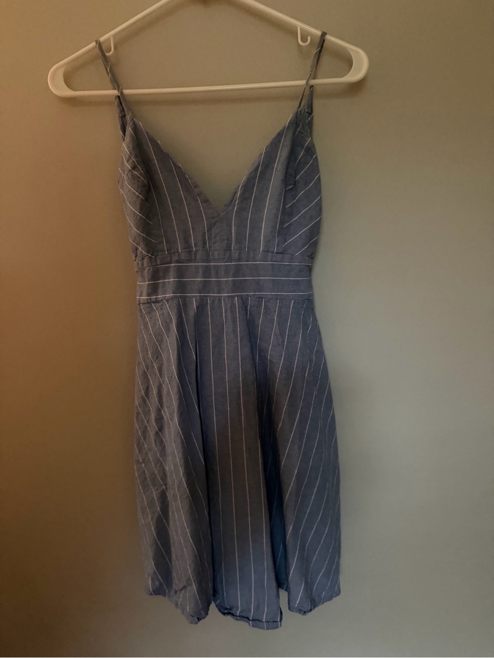 Windsor Striped in Style Blue and White Pinstripe Spaghetti Strap Skater Dress